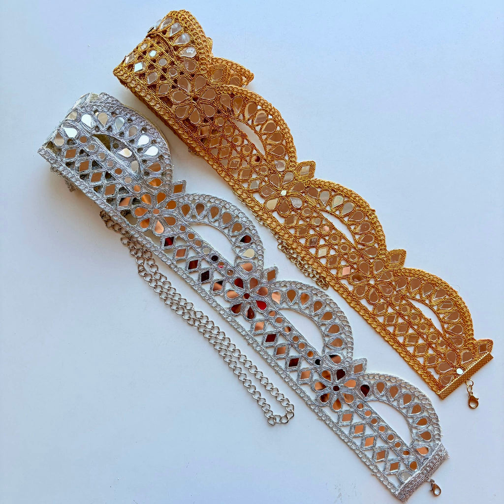 Cinturón espejos Dorado y Plateado mujer con cadena ajustable