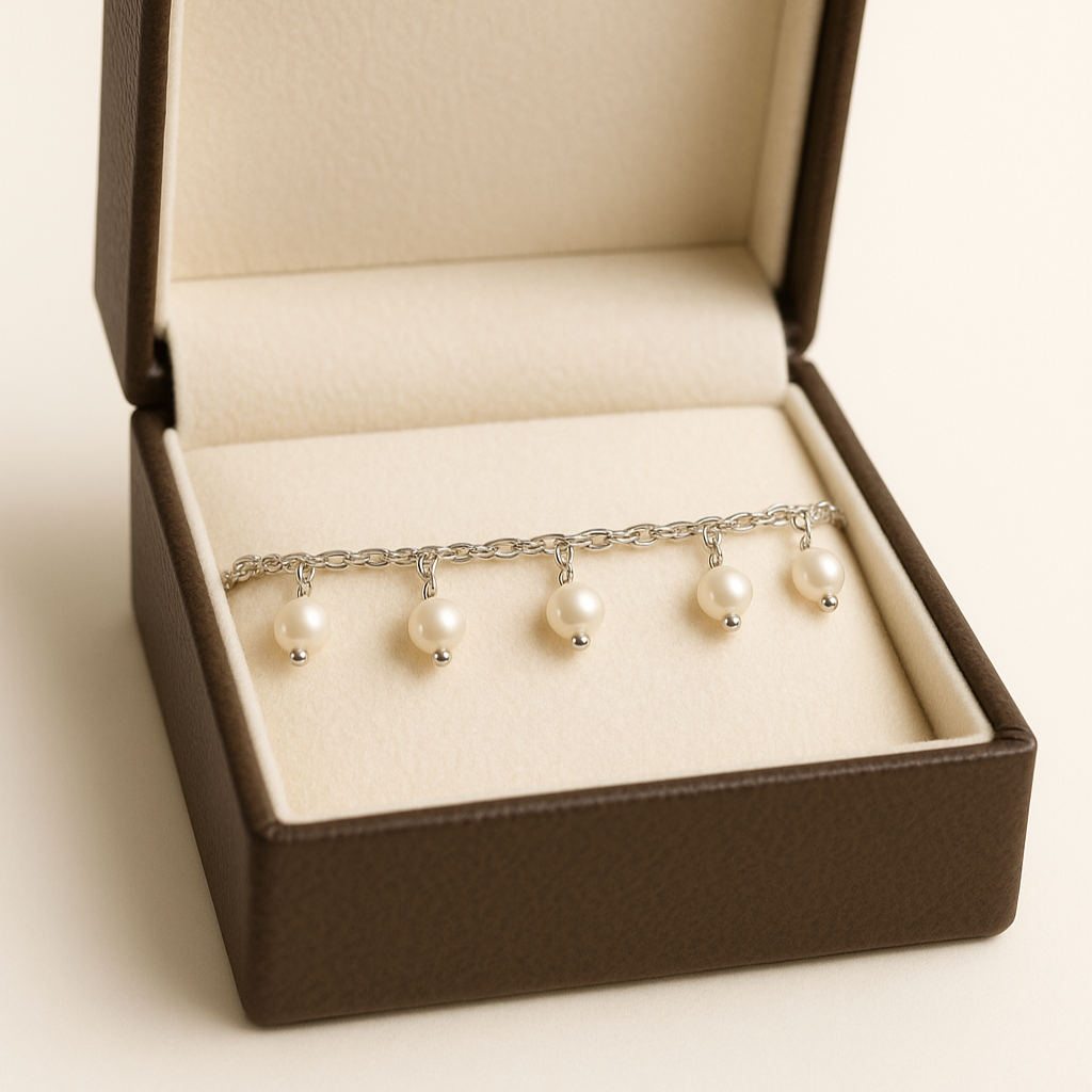 Pulsera Perlas Plateada