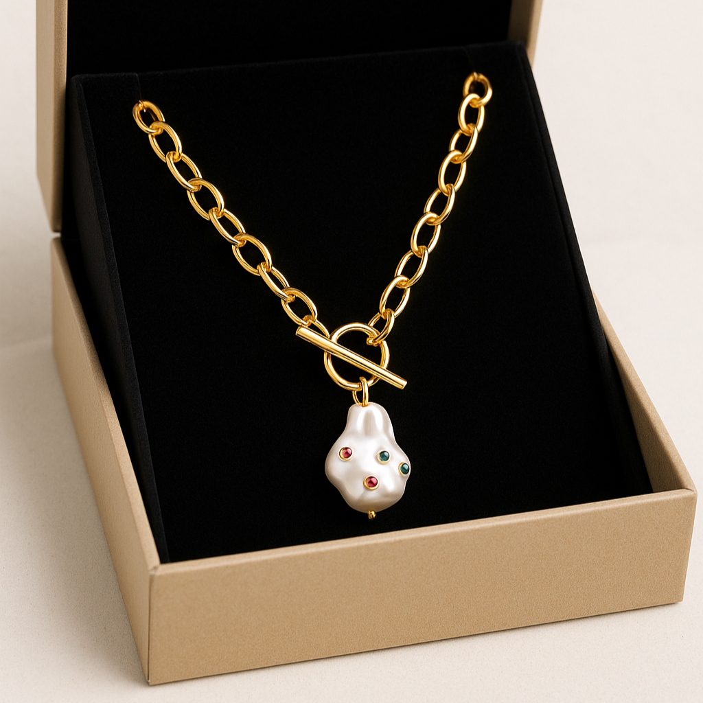 Collar Cosmic Pearl Baño de Oro