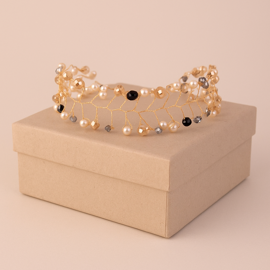 Choker/collar alambre con abalorios Noche Baño de Oro