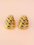 Pendientes abombados de acero inoxidable | Baño de Oro 14k
