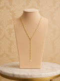 Collar Largo Dorado con Perla | Baño de Oro 14k