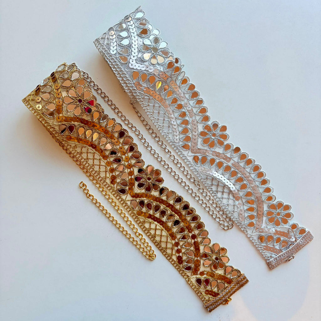 Cinturón espejos Dorado y Plateado mujer con cadena ajustable