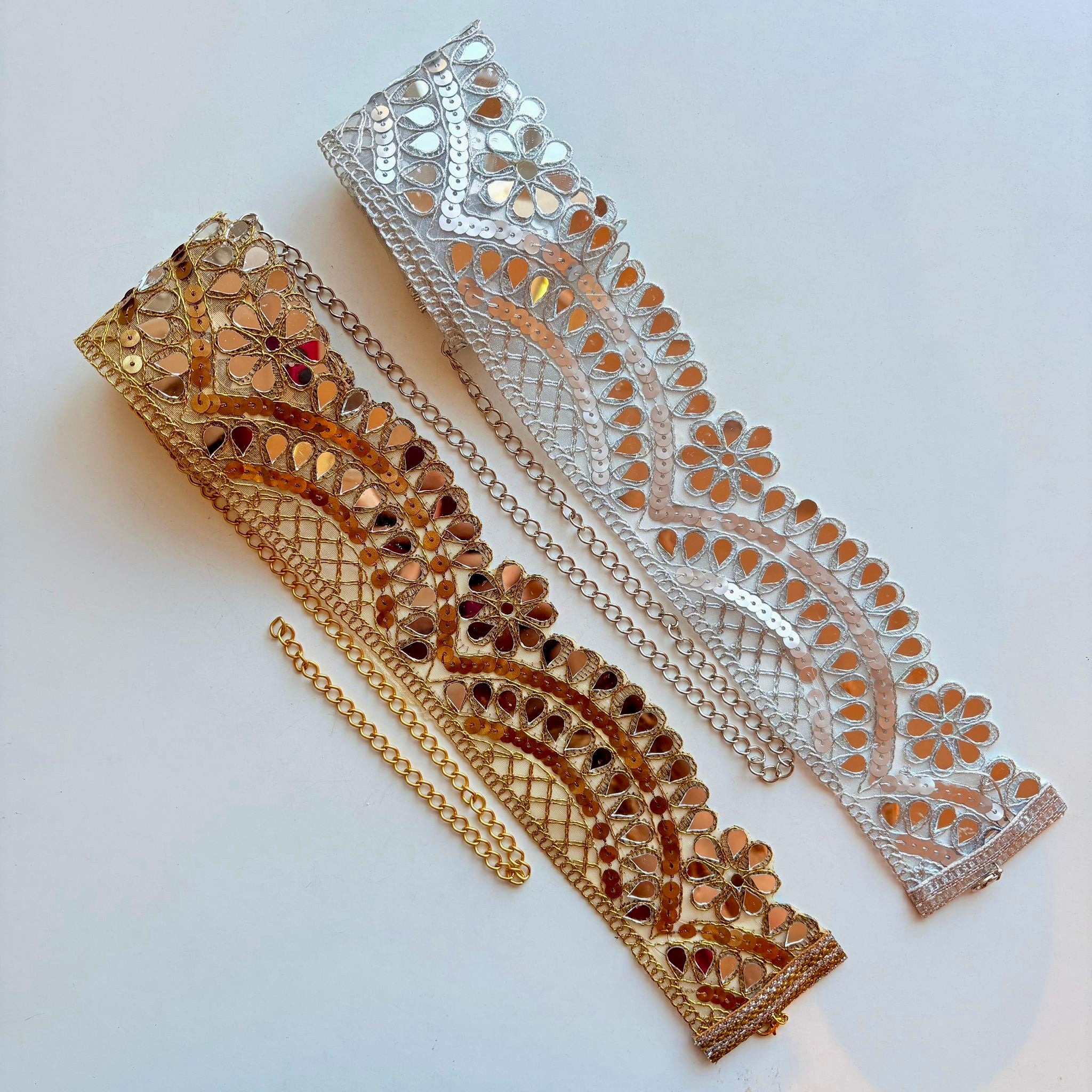 Cinturón espejos Dorado y Plateado mujer con cadena ajustable