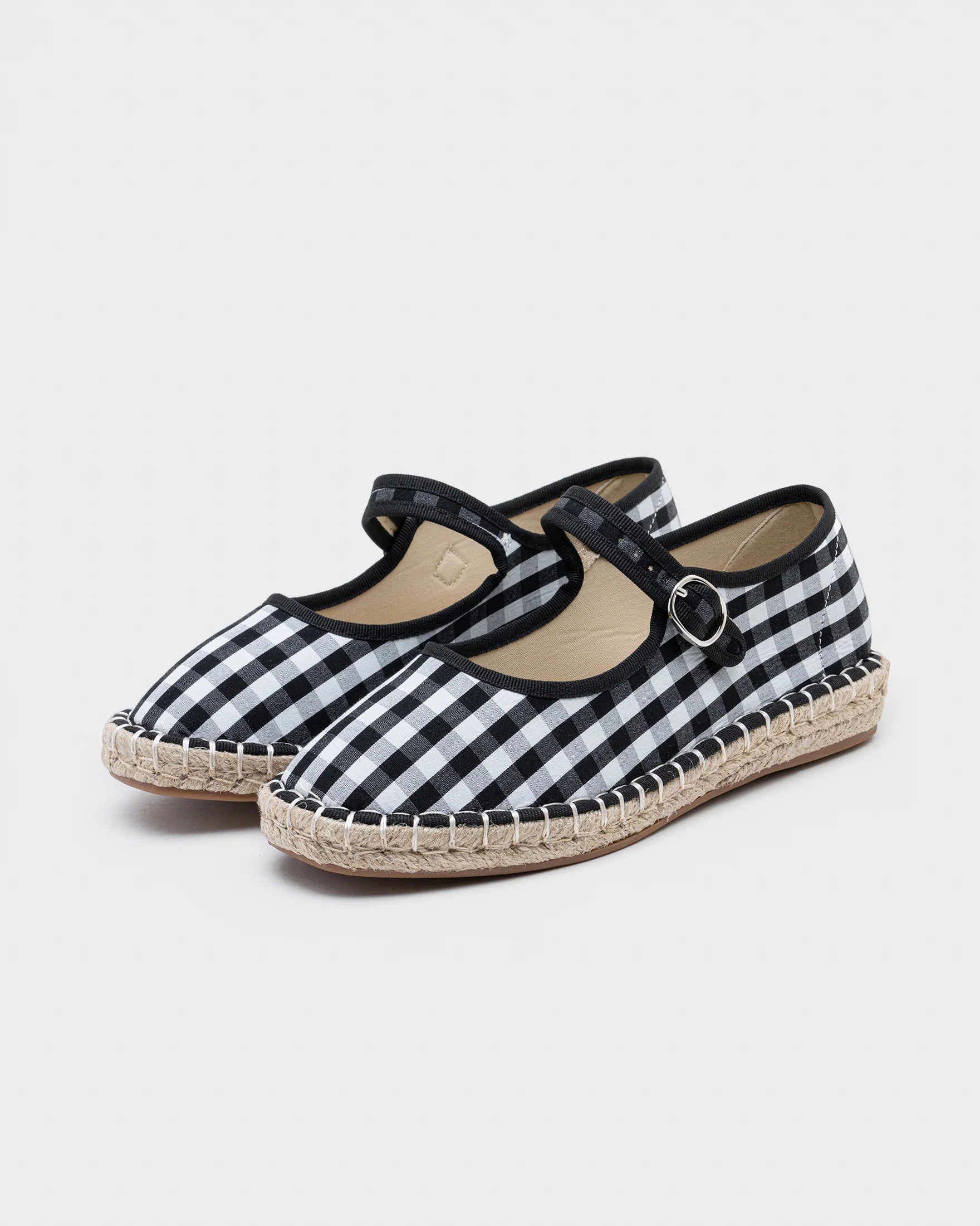 Bailarinas Cuadros Vichy con Suela Gruesa de Esparto Mujer | Elige tu talla habitual (36-41)