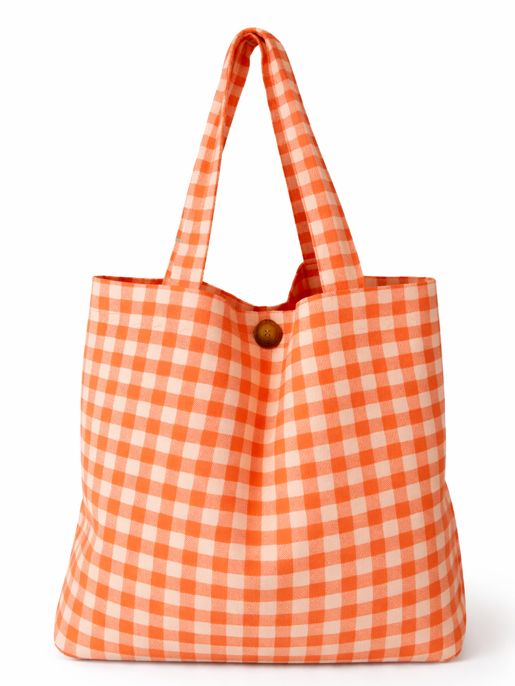 Bolsa de Tela Algodón Cuadros Vichy o Rayas Personalizado 42x38cm | Cierre con botón