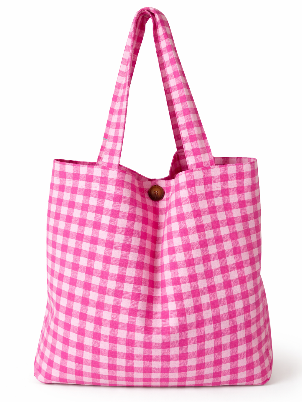 Bolsa de Tela Algodón Cuadros Vichy o Rayas Personalizado 42x38cm | Cierre con botón