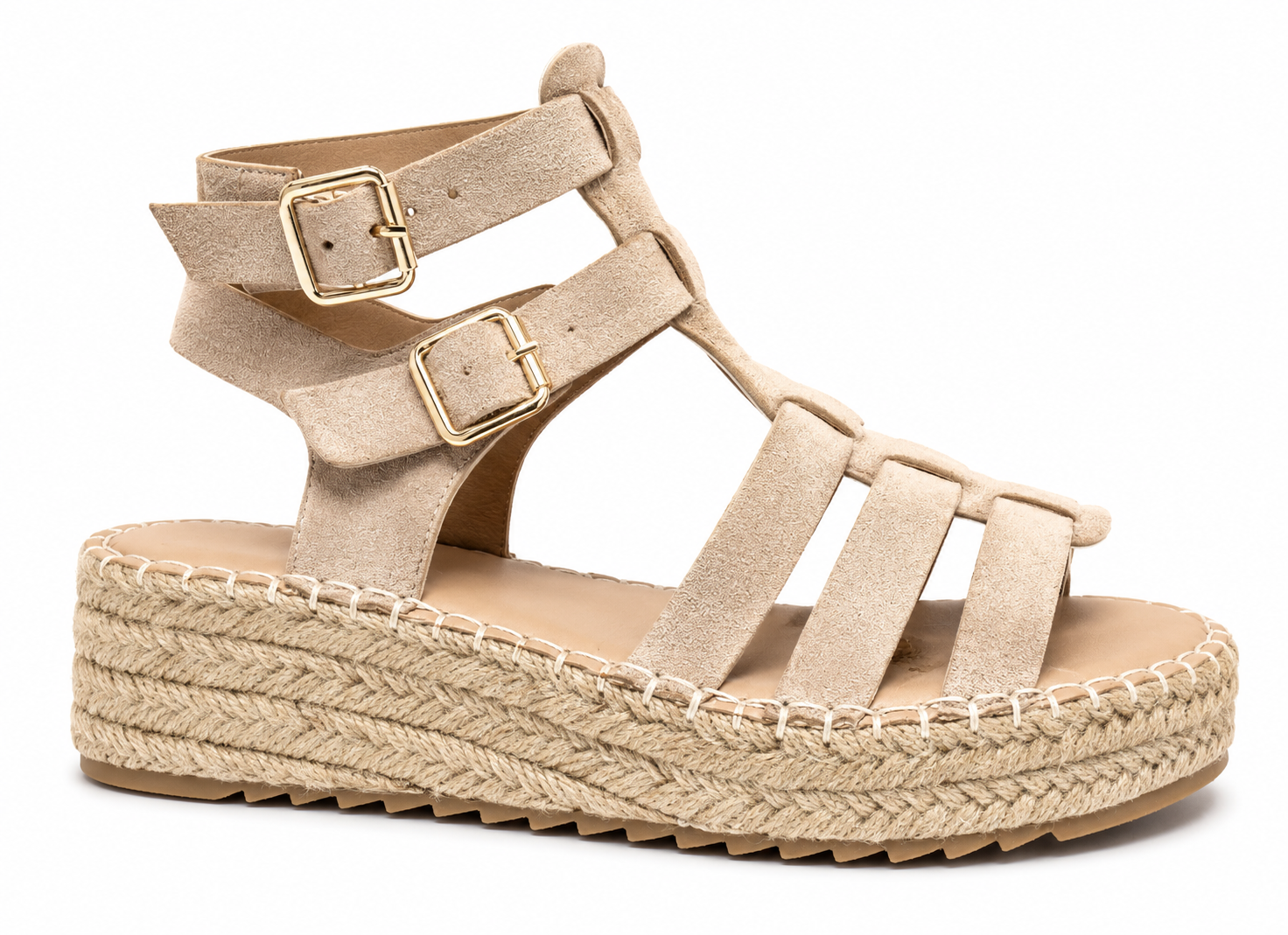 Sandalias Plataforma tipo Gladiador con Hebillas Doradas