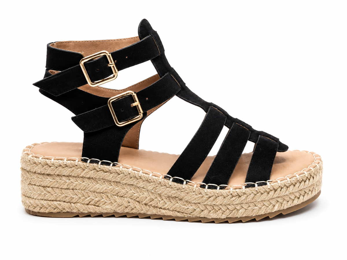 Sandalias Plataforma tipo Gladiador con Hebillas Doradas