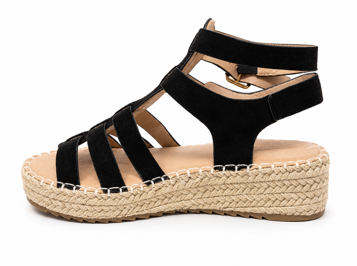 Sandalias Plataforma tipo Gladiador con Hebillas Doradas