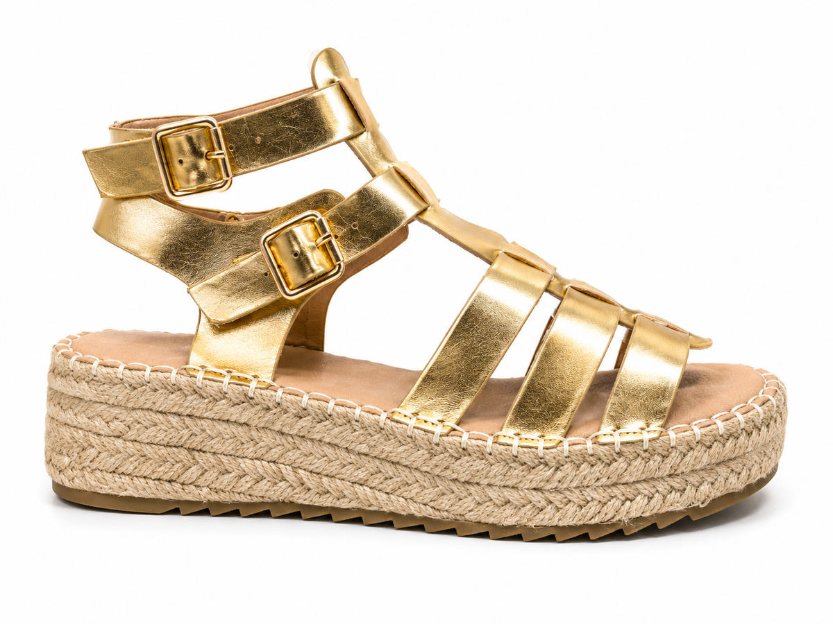 Sandalias Plataforma tipo Gladiador con Hebillas Doradas