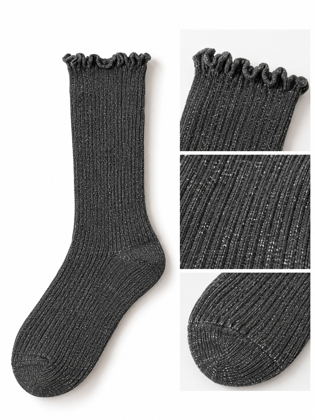 Calcetines de Brillo con Ribete Fruncido para Manoletinas y/o Mocasines | Algodón | Talla 35-40