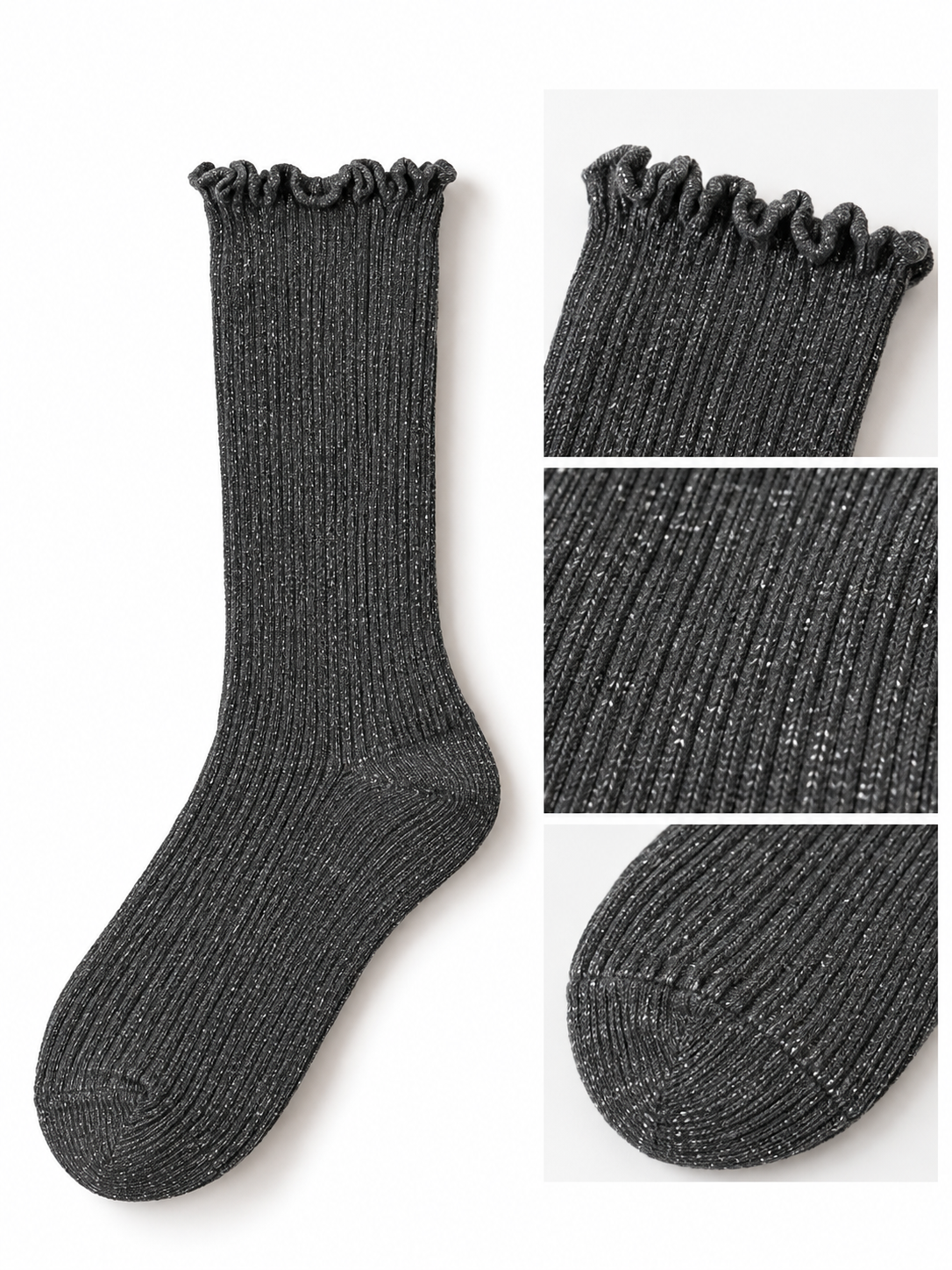 Calcetines de Brillo con Ribete Fruncido para Manoletinas y/o Mocasines | Algodón | Talla 35-40