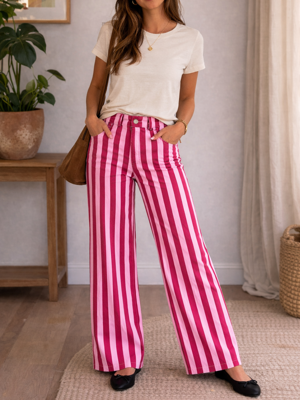 Pantalón de Rayas Bicolor Estructurado | Fabricado en Italia