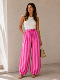 Pantalón Balloon de Rayas verticales Cintura Elástica con Lazo