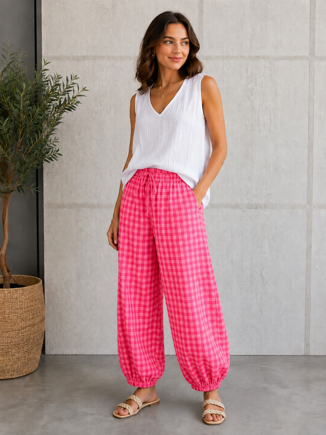 Moda de Cuadros Vichy Flúor | Elige entre Pantalón Bombacho o Recto, Blusa o Falda