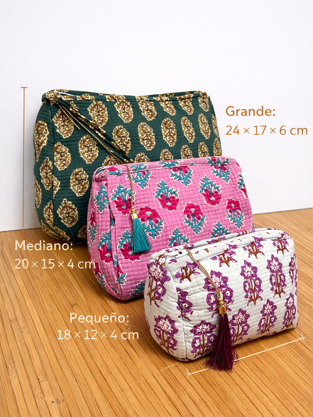 Neceser estampado de Algodón impermeable con Compartimentos