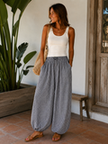 Pantalón Bombacho Ancho de Cuadros Vichy para Mujer | Tallas S hasta XXL