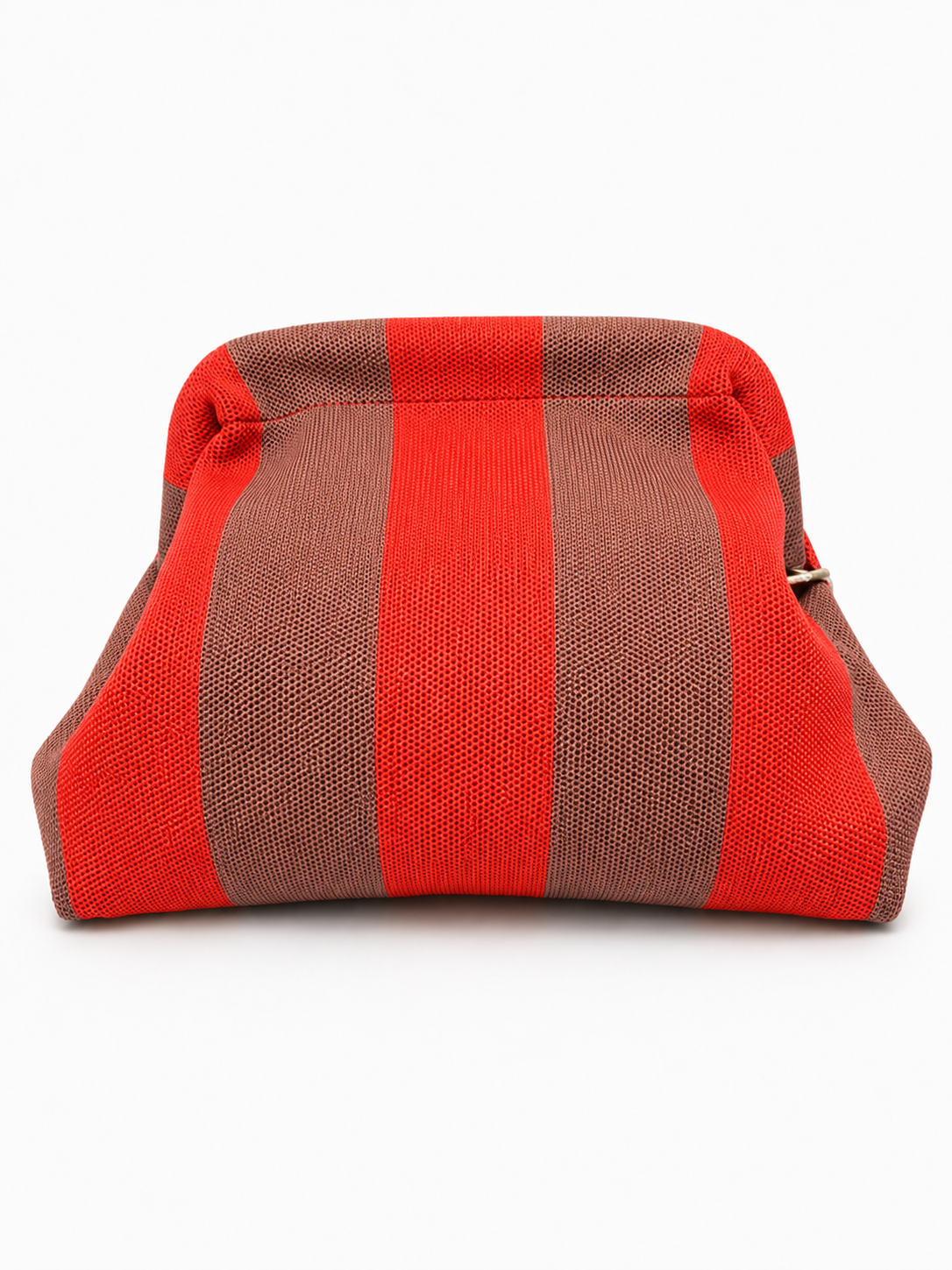 Bolso de mano bicolor de rayas con cadena dorada extraíble | Clutch 28x22 cm