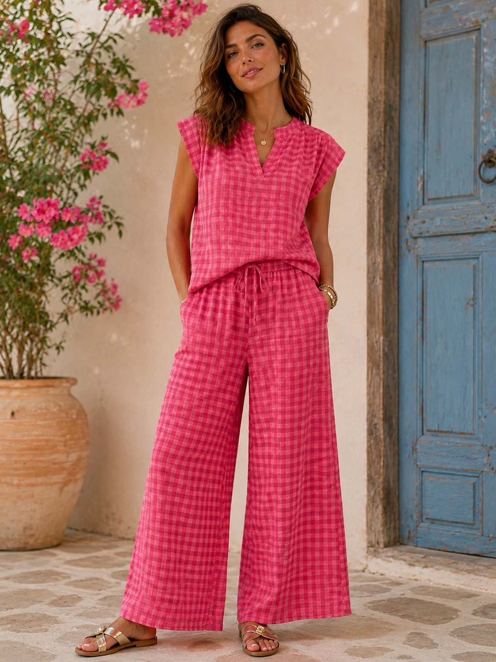 Moda de Cuadros Vichy Flúor | Elige entre Pantalón Bombacho o Recto, Blusa o Falda