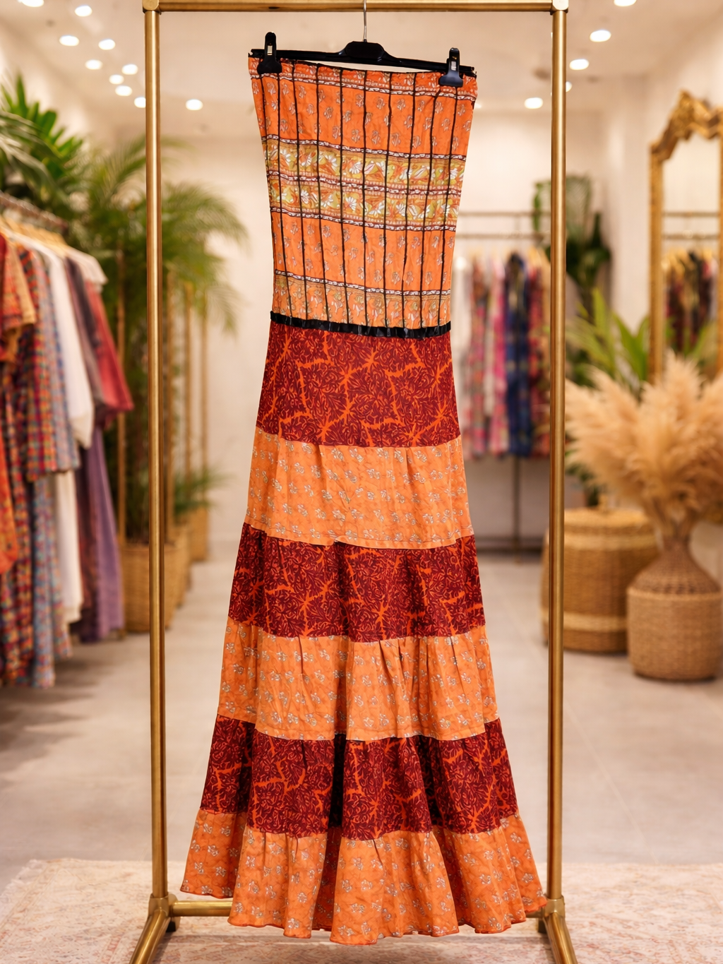 Vestidos indios palabra de honor | Talla única (ajustable desde talla 34 hasta 42)