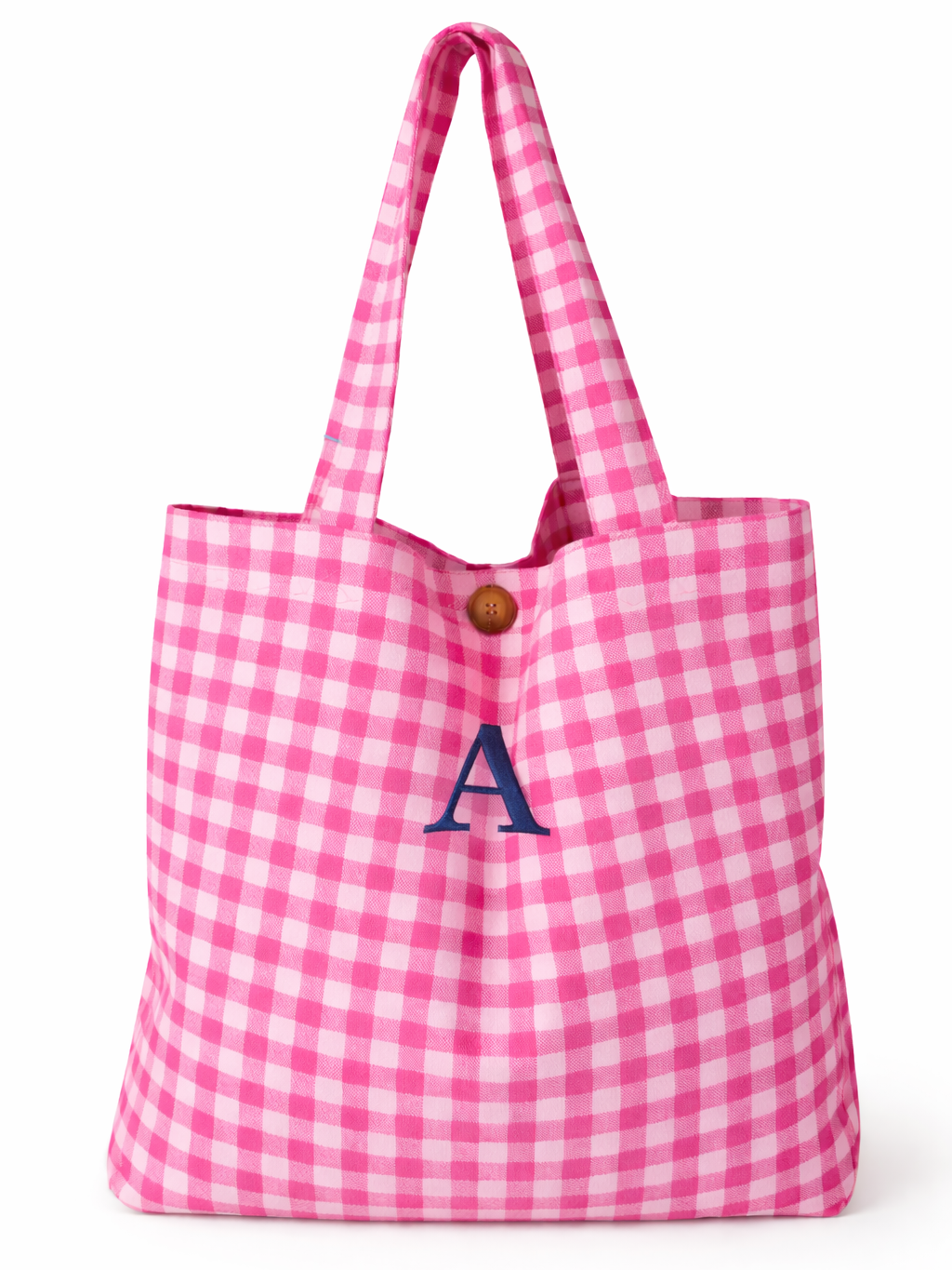Bolsa de Tela Algodón Cuadros Vichy o Rayas Personalizado 42x38cm | Cierre con botón