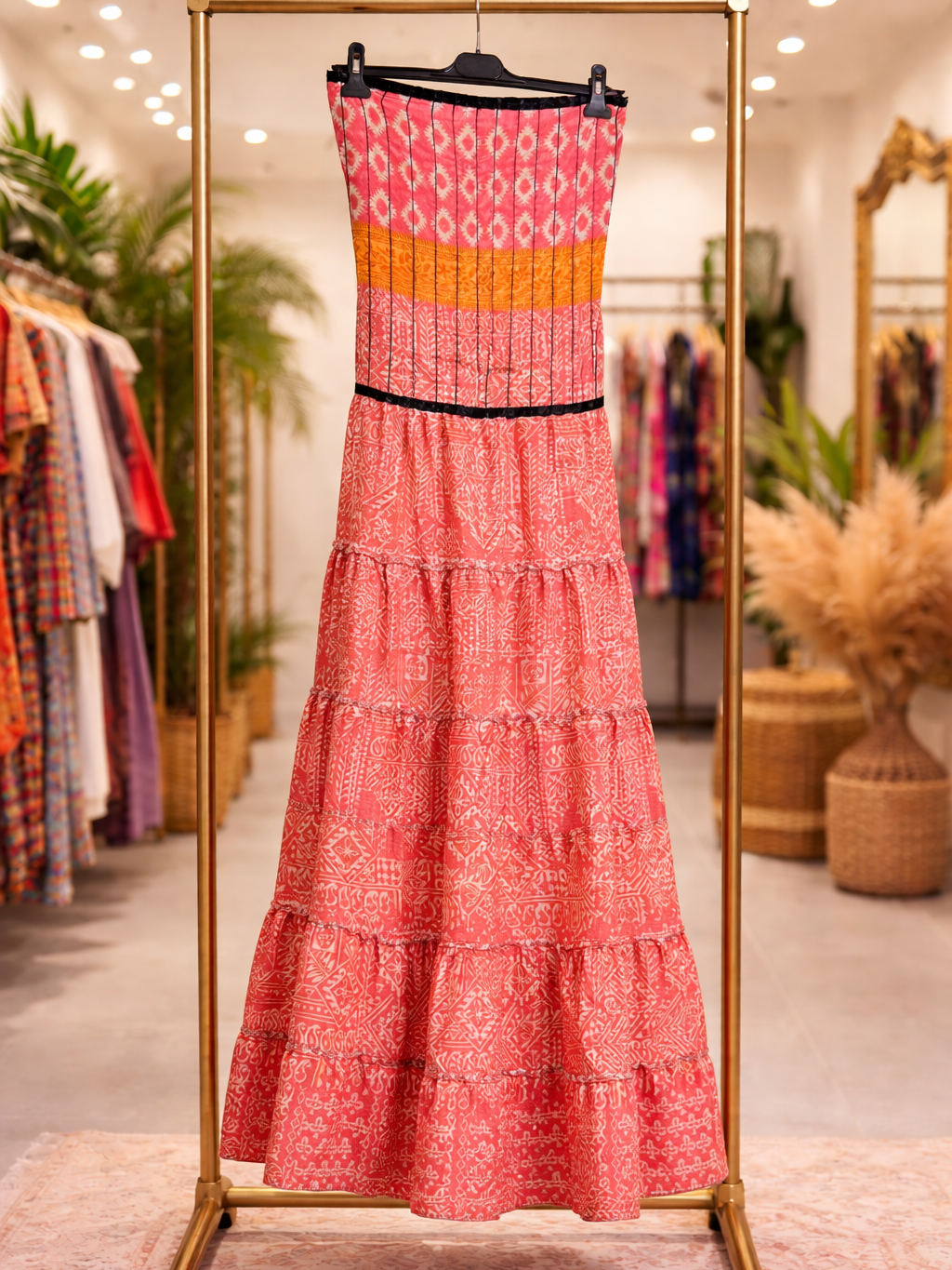 Vestidos indios palabra de honor | Talla única (ajustable desde talla 34 hasta 42)