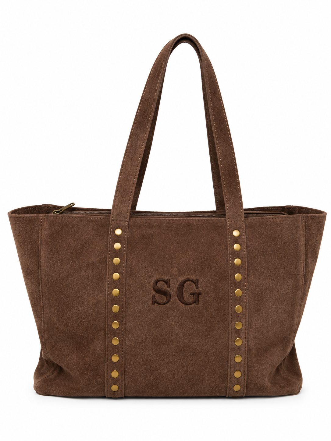 Bolso Shopper de Piel Serraje con Tachuelas Personalizable – 35×28×10 cm