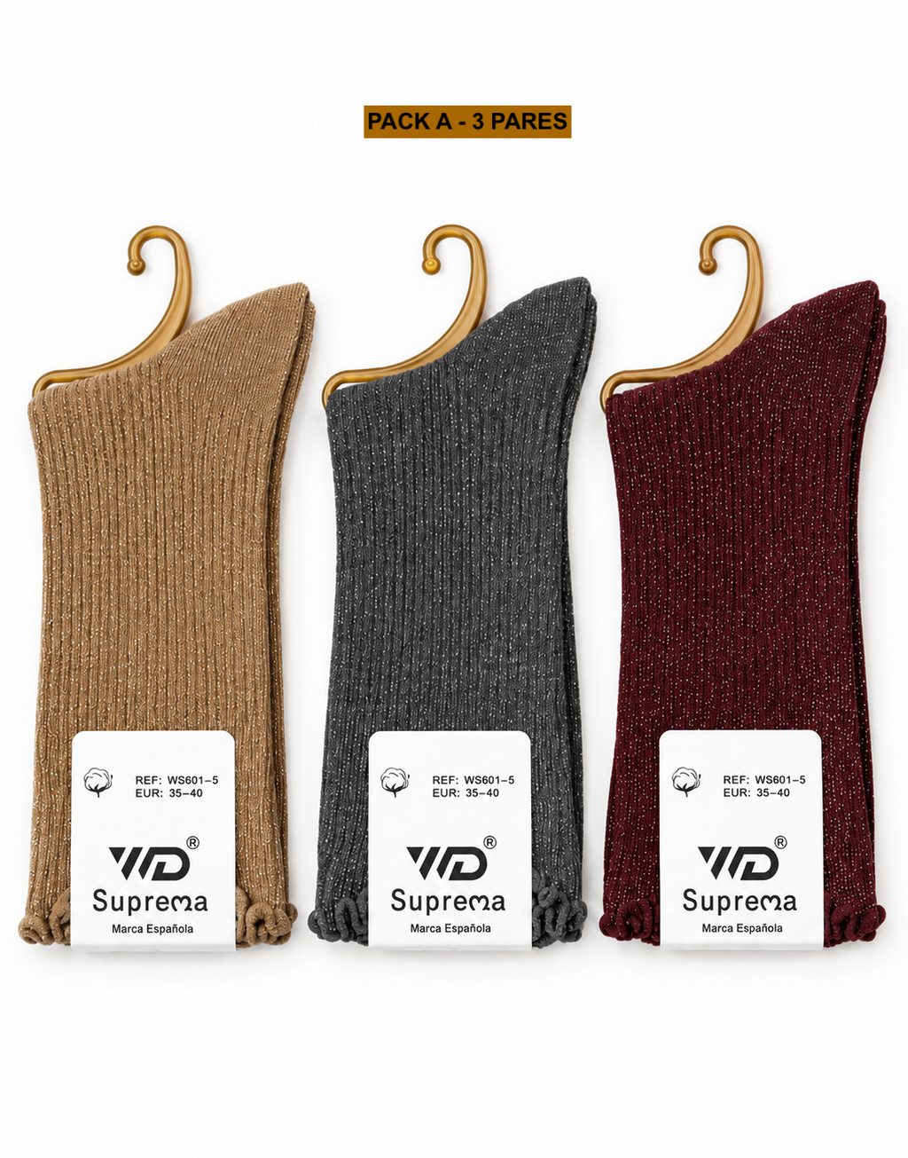Calcetines de Brillo con Ribete Fruncido para Manoletinas y/o Mocasines | Algodón | Talla 35-40