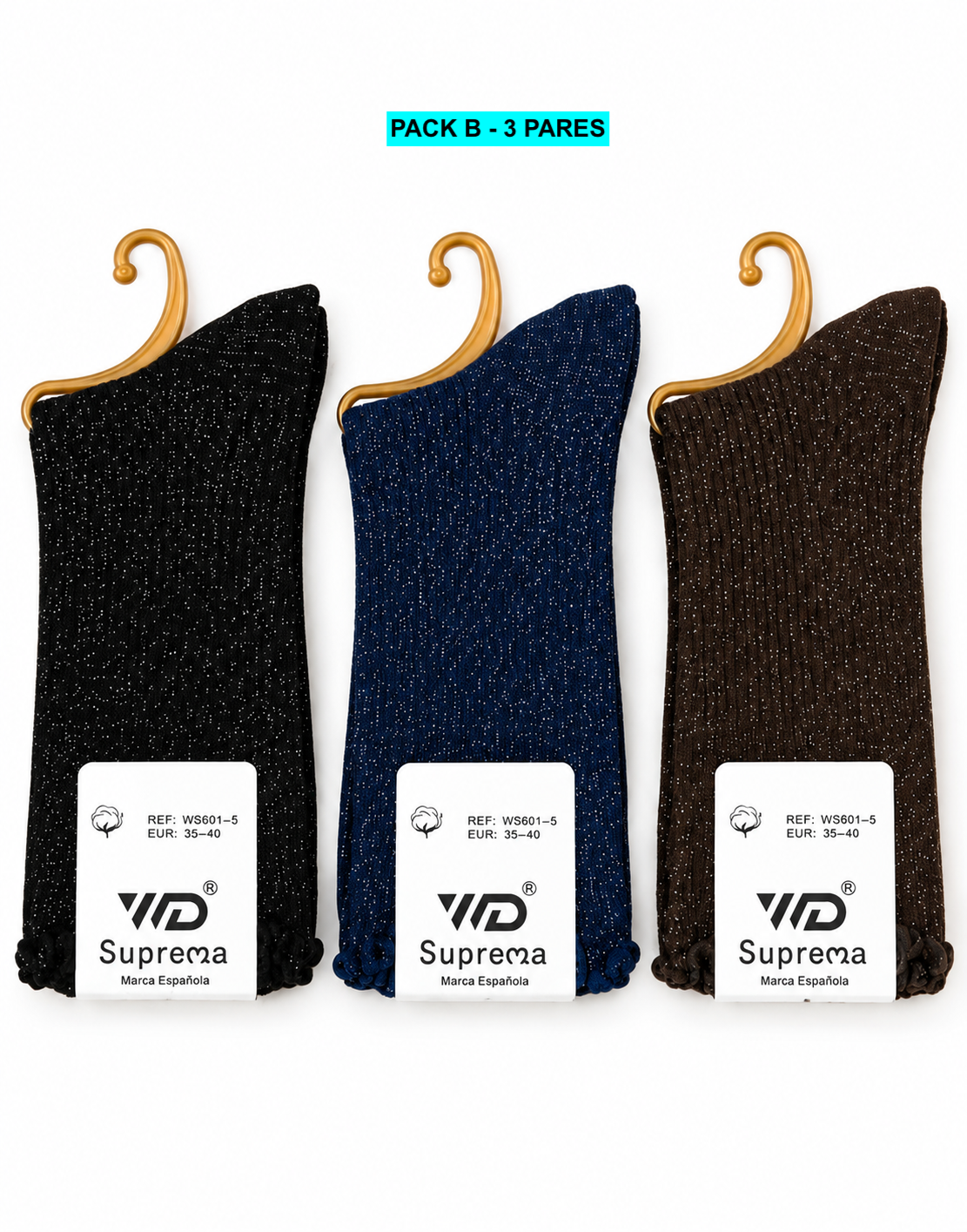 Calcetines de Brillo con Ribete Fruncido para Manoletinas y/o Mocasines | Algodón | Talla 35-40