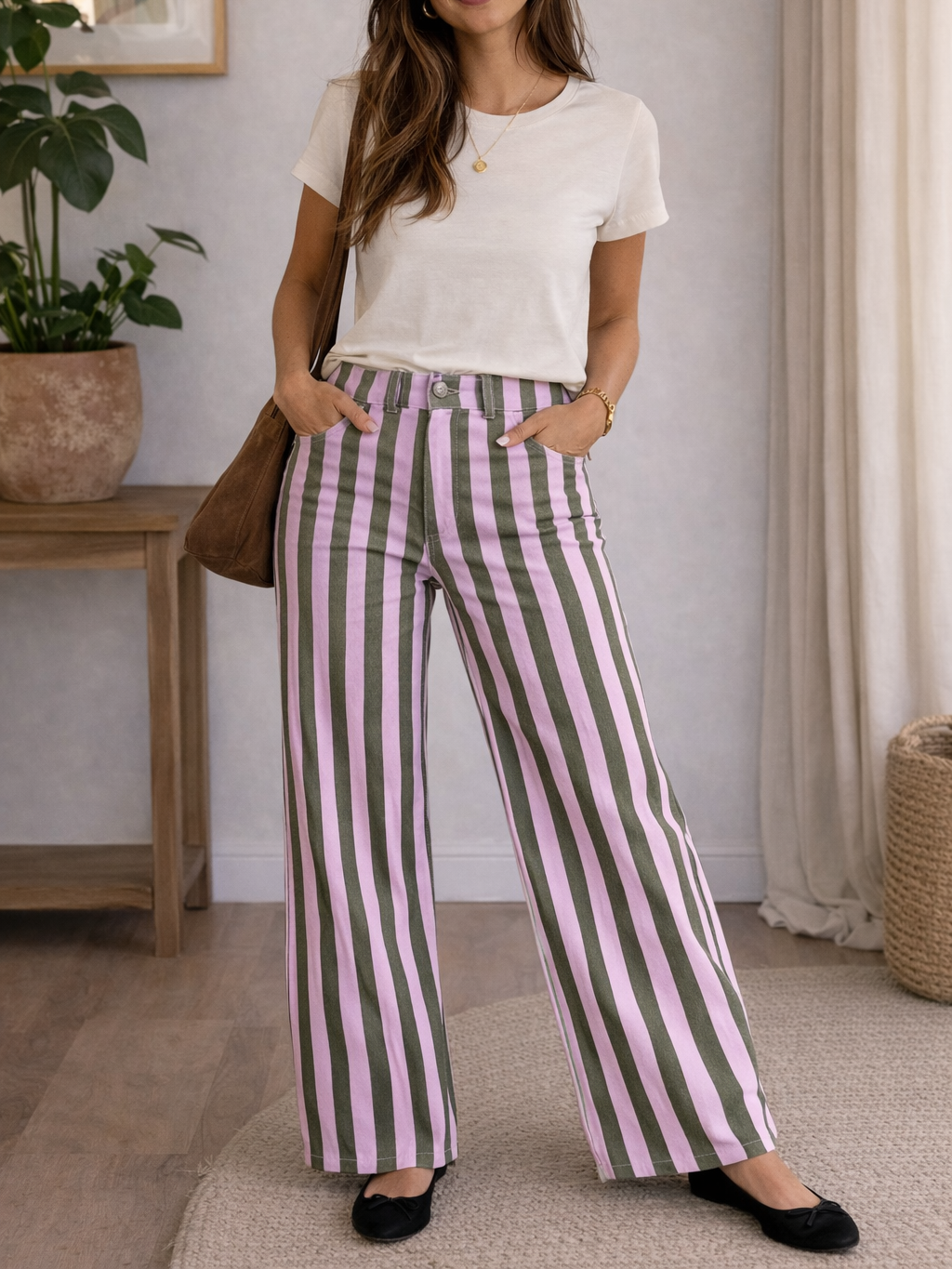 Pantalón de Rayas Bicolor Estructurado | Fabricado en Italia