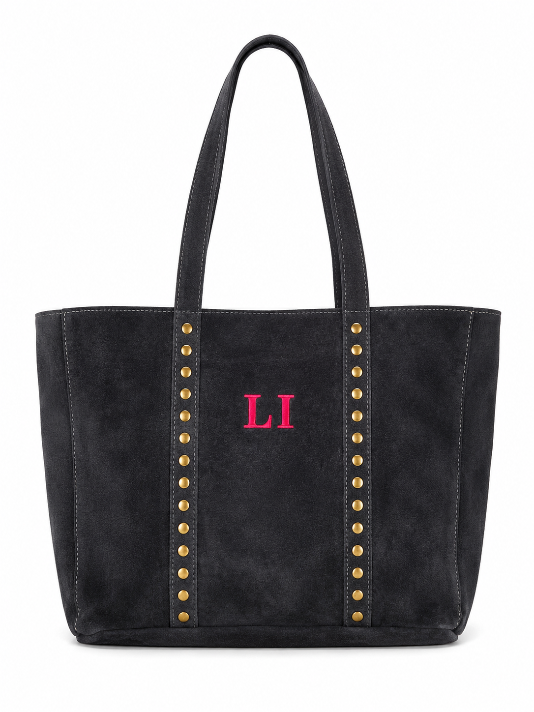 Bolso Shopper de Piel Serraje con Tachuelas Personalizable – 35×28×10 cm