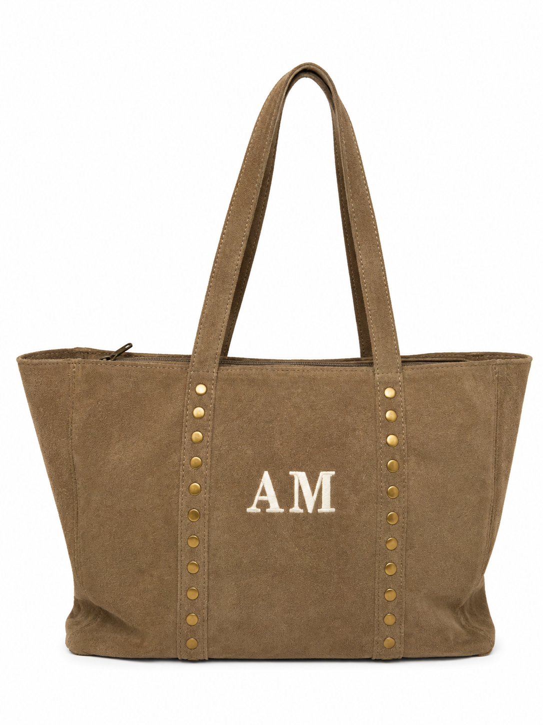 Bolso Shopper de Piel Serraje con Tachuelas Personalizable – 35×28×10 cm