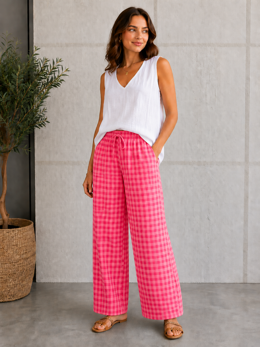 Moda de Cuadros Vichy Flúor | Elige entre Pantalón Bombacho o Recto, Blusa o Falda