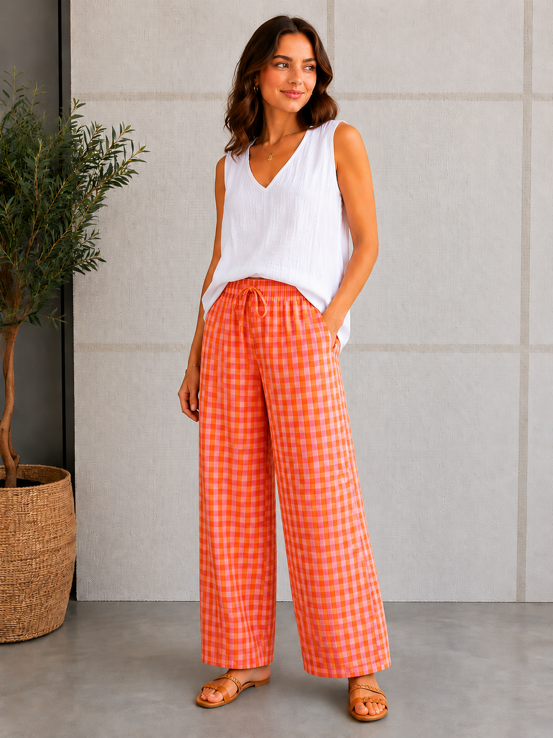 Moda de Cuadros Vichy Flúor | Elige entre Pantalón Bombacho o Recto, Blusa o Falda