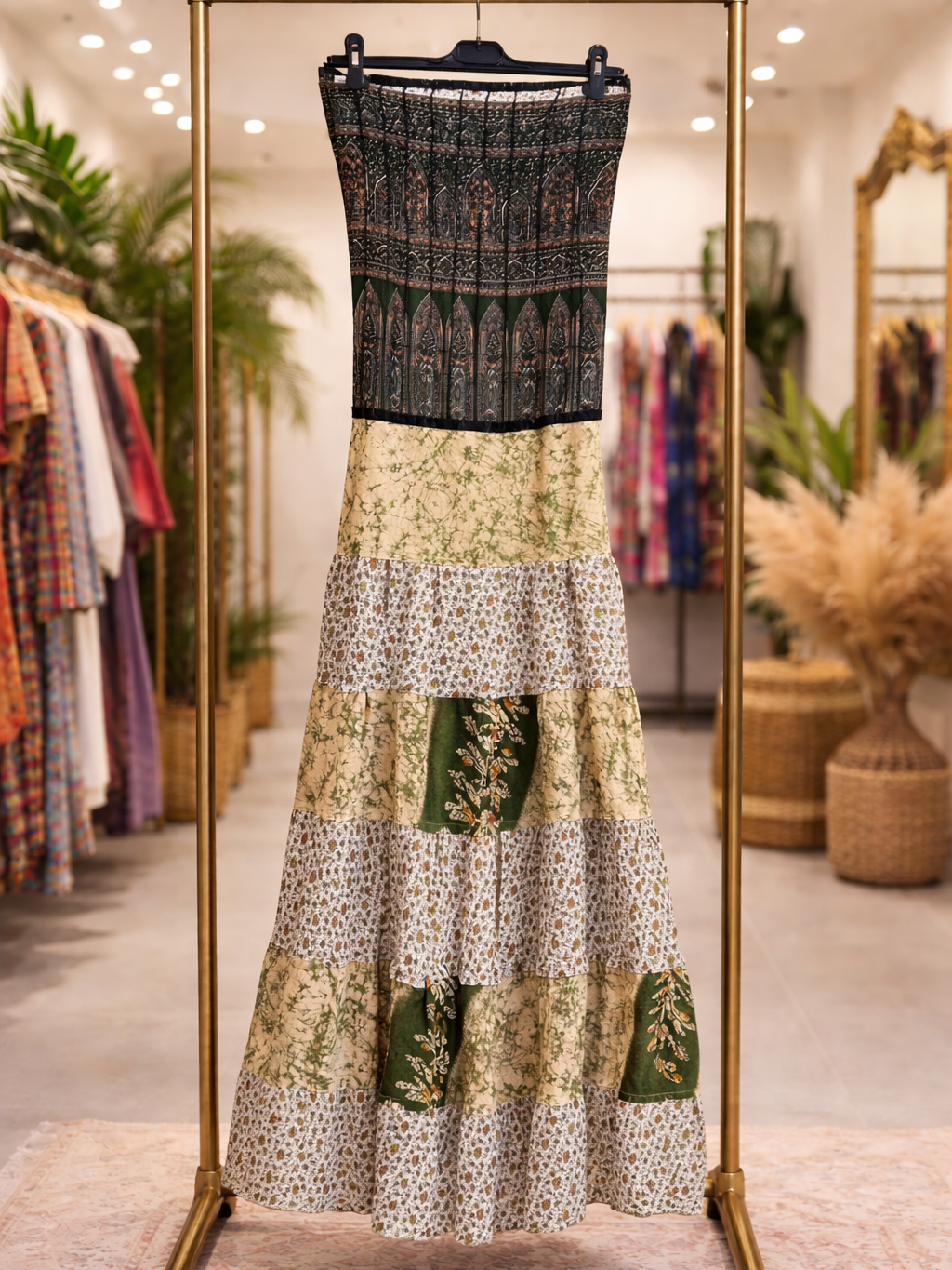Vestidos indios palabra de honor | Talla única (ajustable desde talla 34 hasta 42)