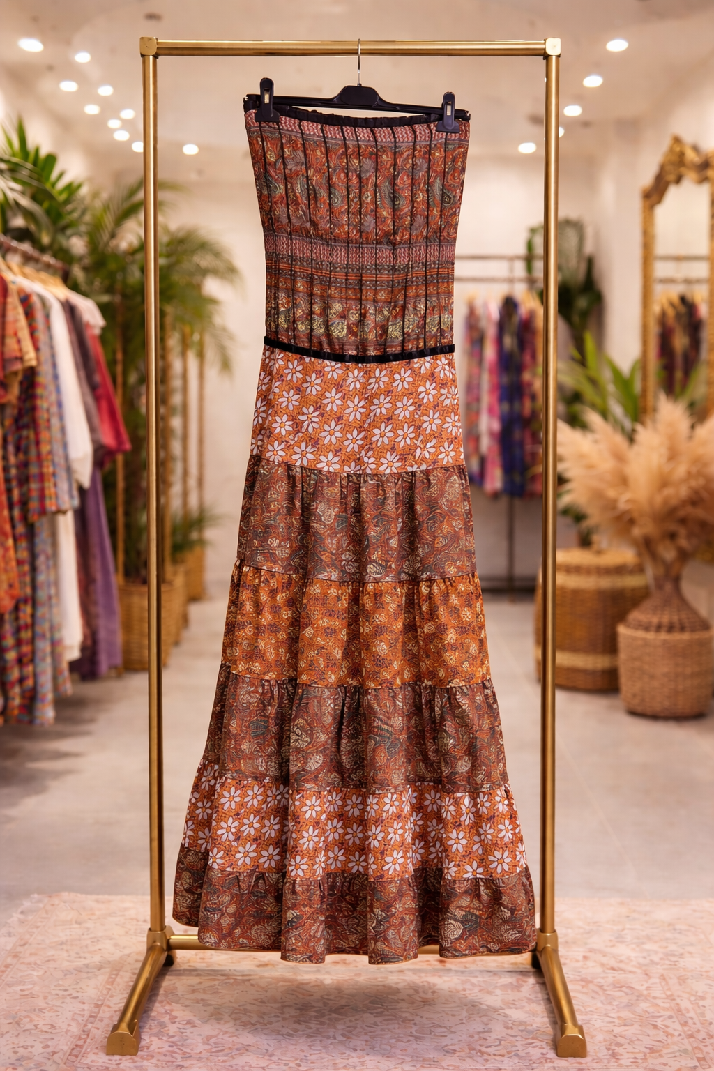 Vestidos indios palabra de honor | Talla única (ajustable desde talla 34 hasta 42)
