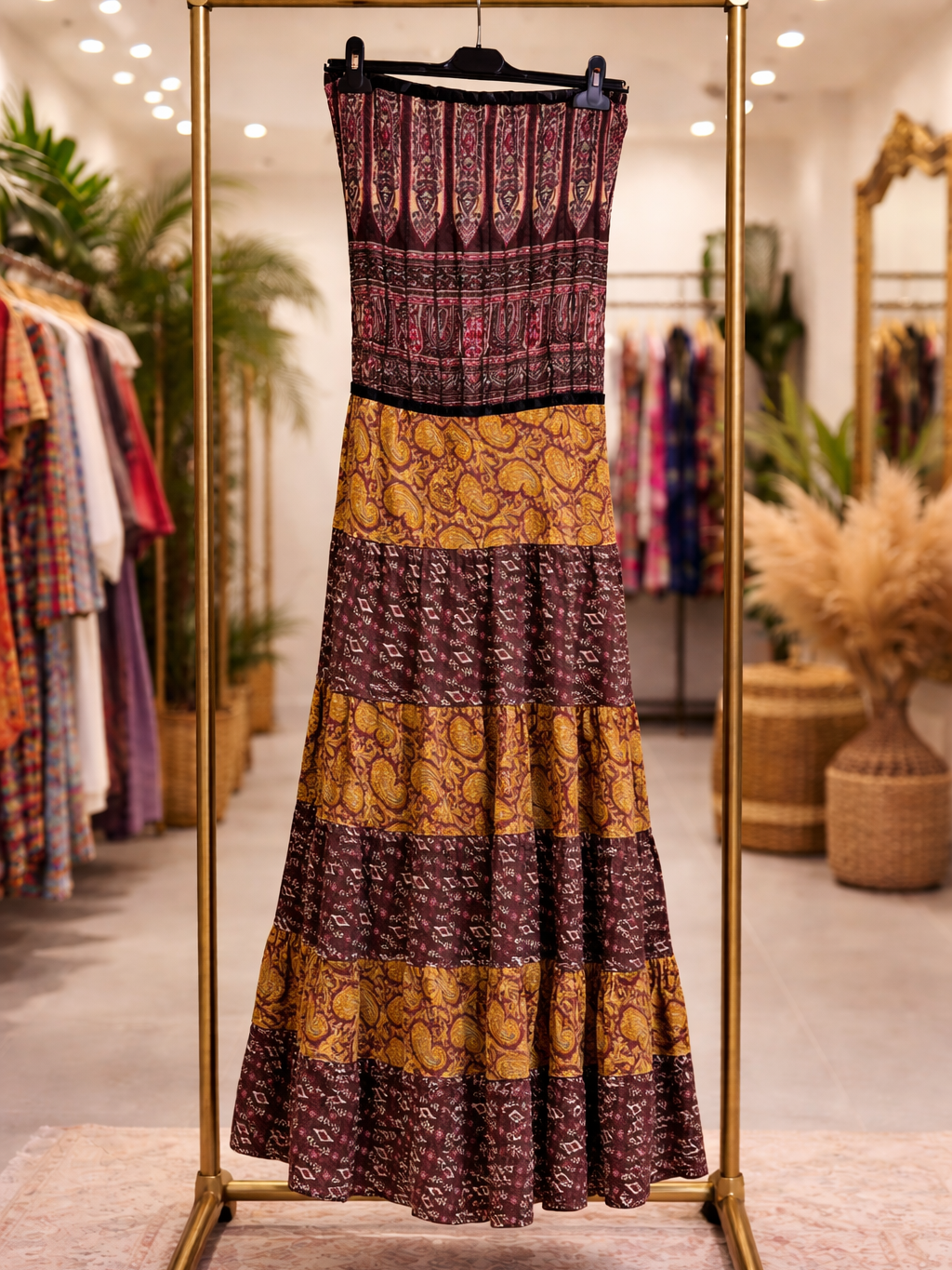Vestidos indios palabra de honor | Talla única (ajustable desde talla 34 hasta 42)