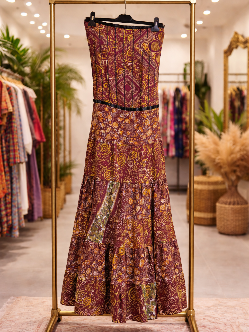 Vestidos indios palabra de honor | Talla única (ajustable desde talla 34 hasta 42)