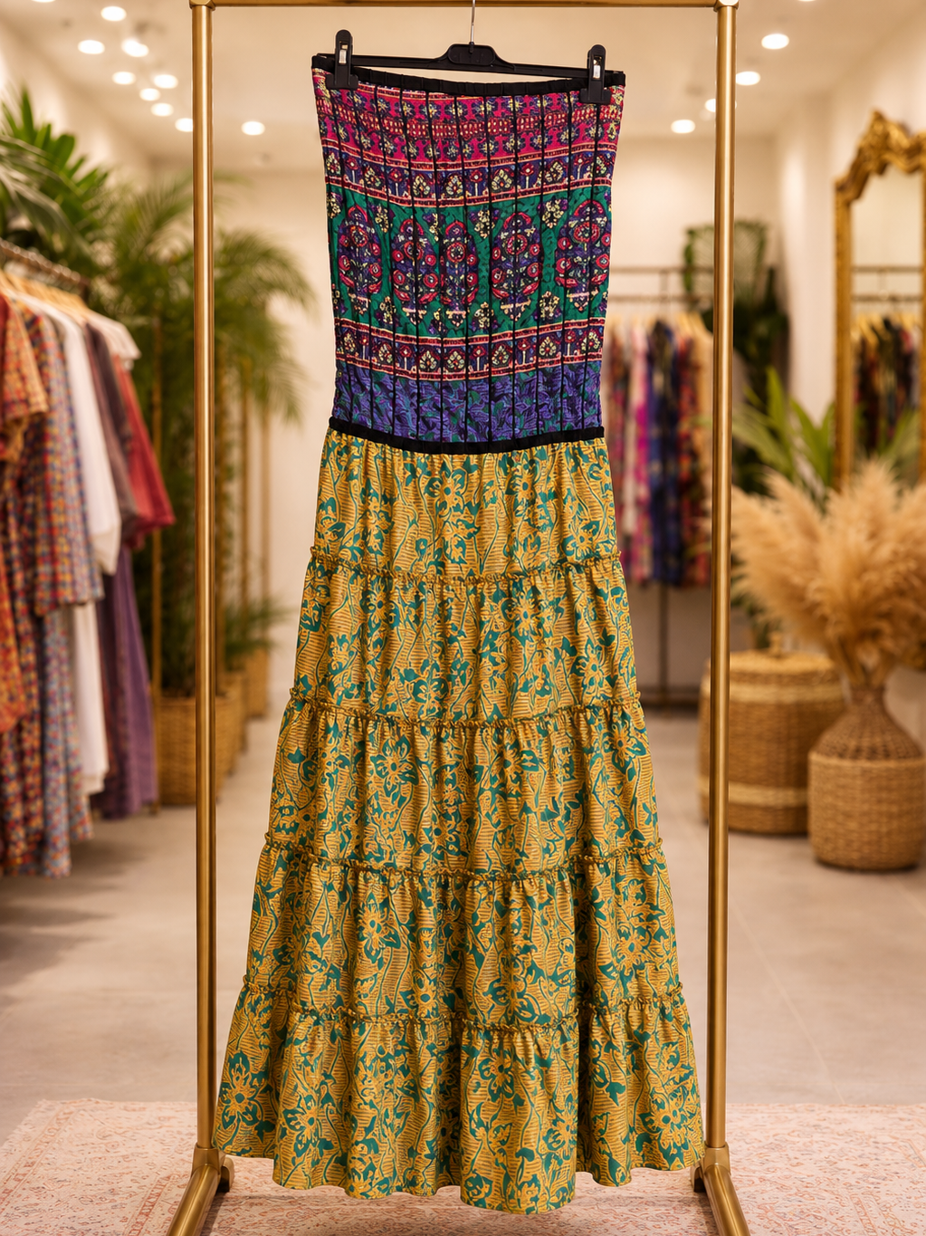 Vestidos indios palabra de honor | Talla única (ajustable desde talla 34 hasta 42)