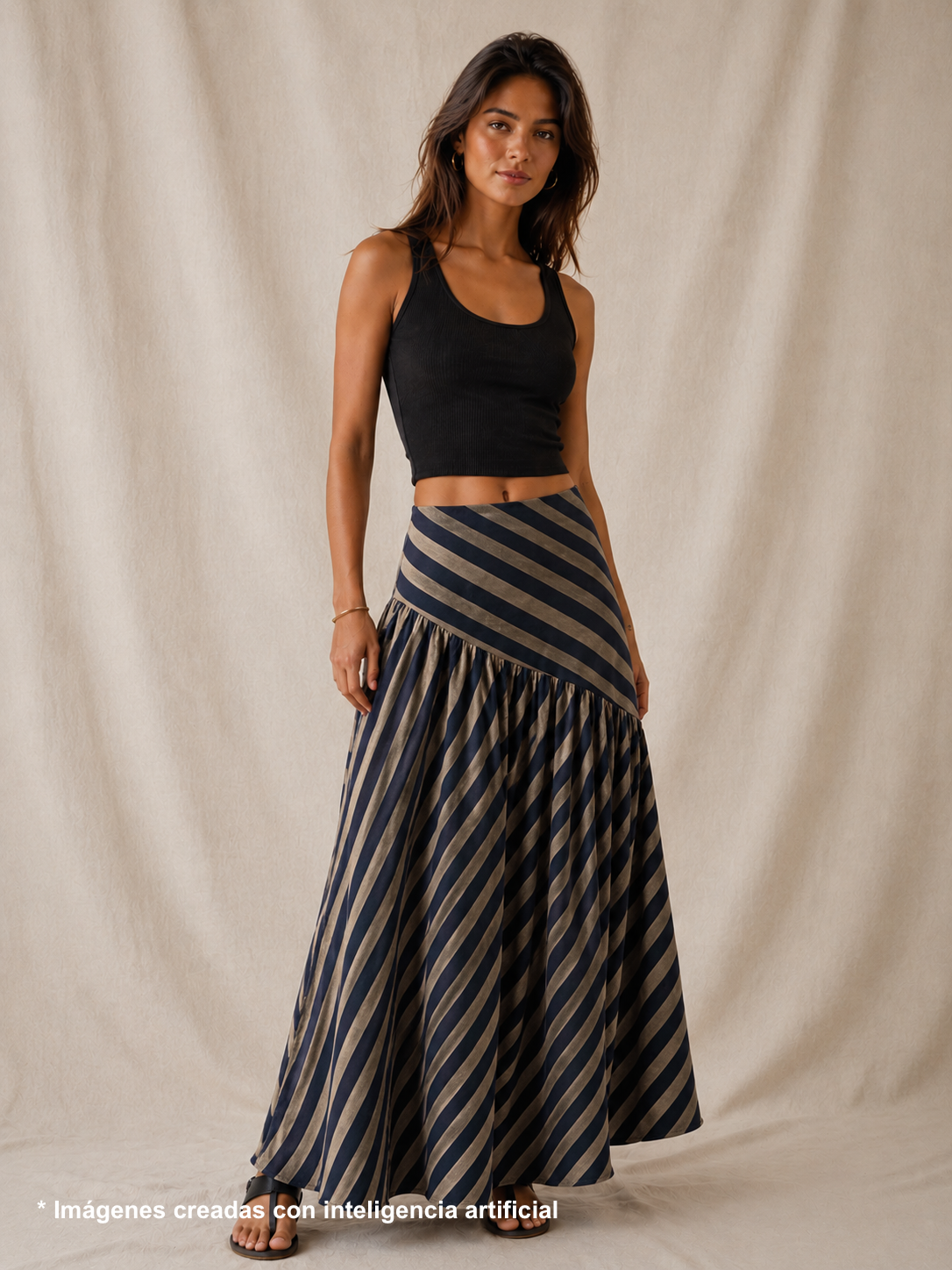 Falda Asimétrica Bicolor de Rayas con textura | Otoño