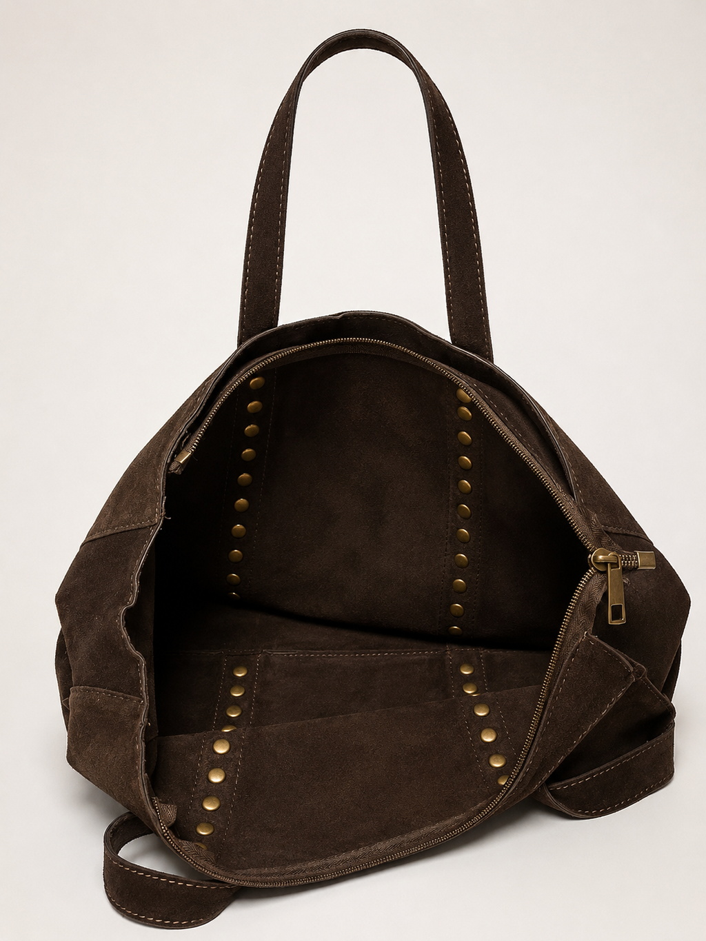 Bolso Shopper de Piel Serraje con Tachuelas Personalizable – 35×28×10 cm