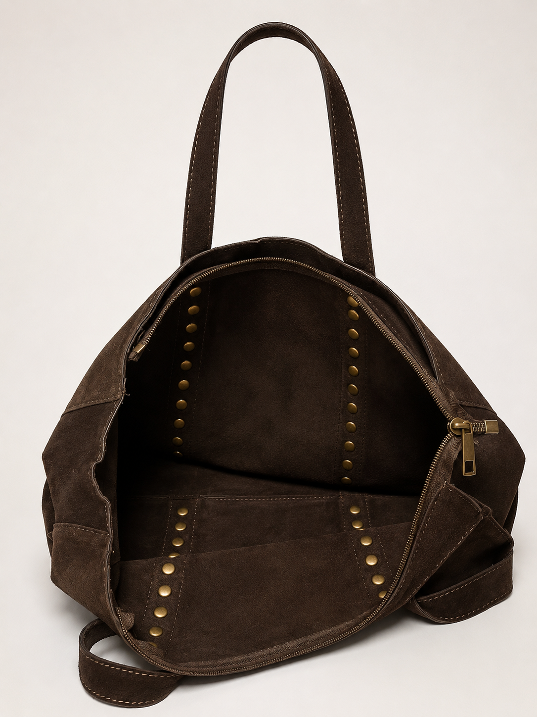 Bolso Shopper de Piel Serraje con Tachuelas Personalizable – 35×28×10 cm