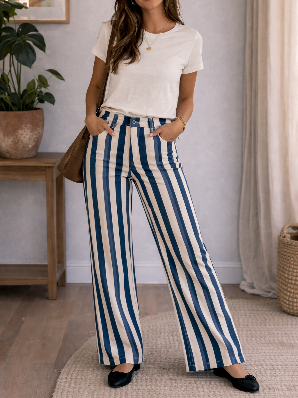 Pantalón de Rayas Bicolor Estructurado | Fabricado en Italia