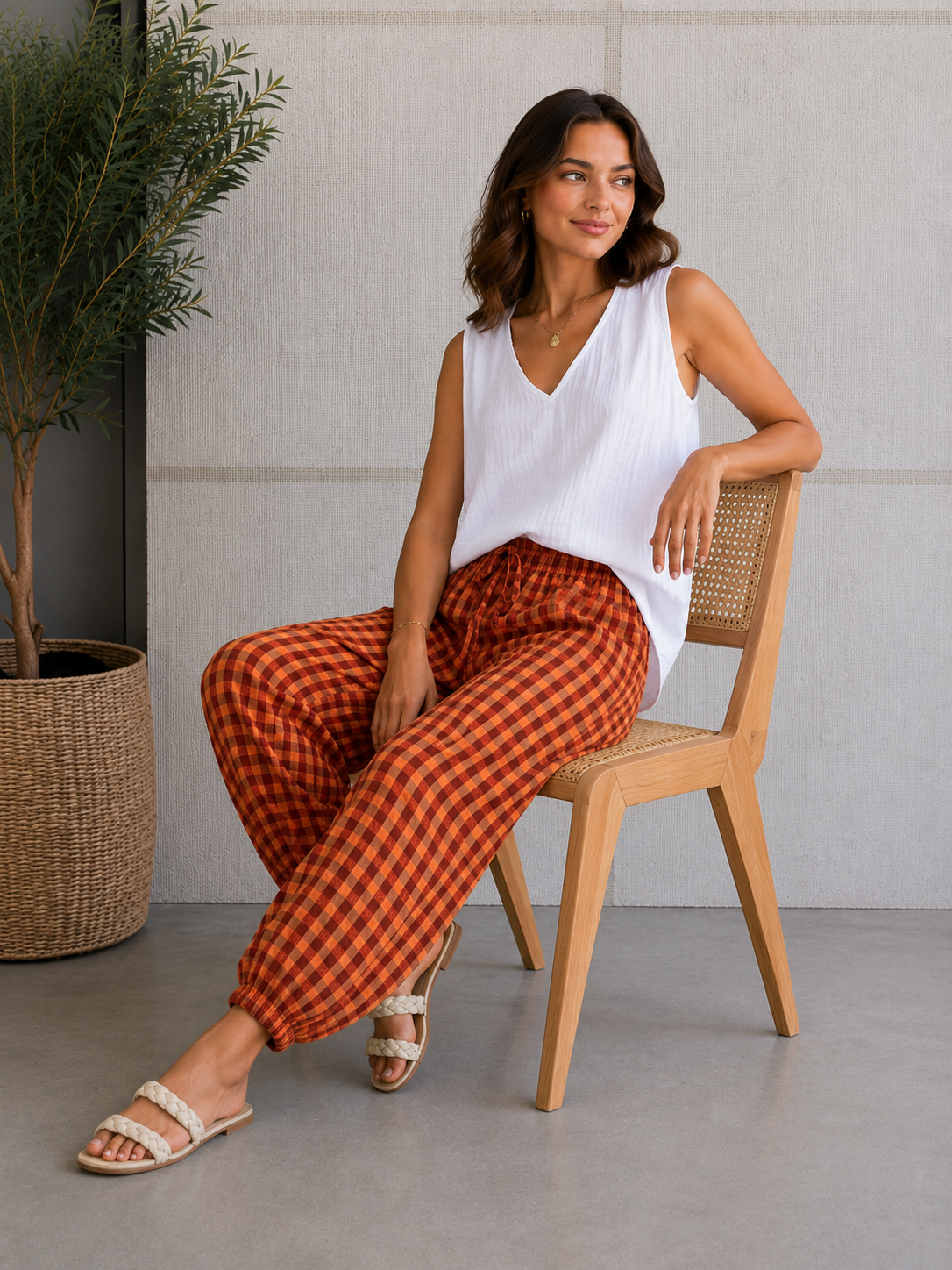 Moda de Cuadros Vichy Flúor | Elige entre Pantalón Bombacho o Recto, Blusa o Falda