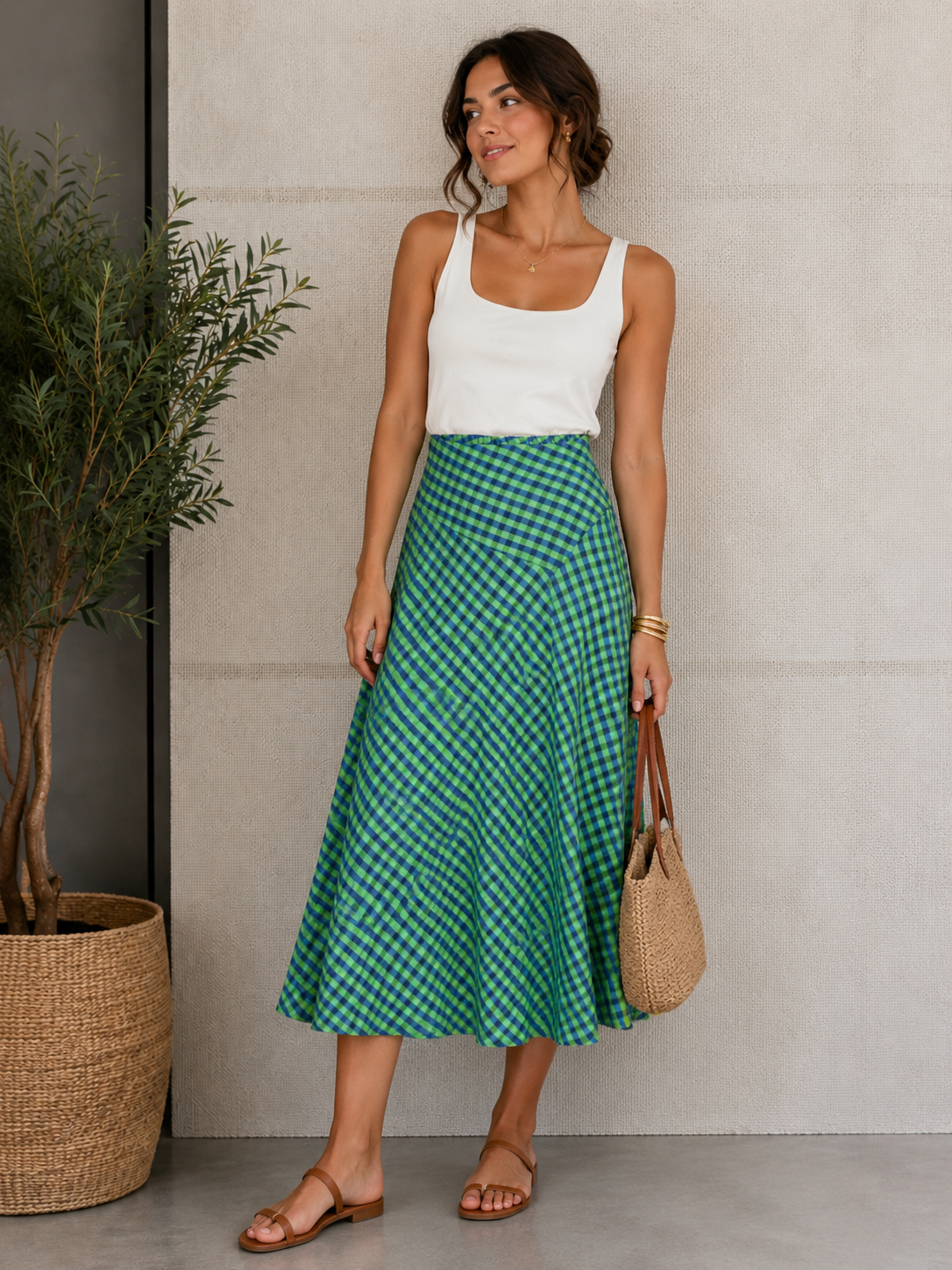 Moda de Cuadros Vichy Flúor | Elige entre Pantalón Bombacho o Recto, Blusa o Falda