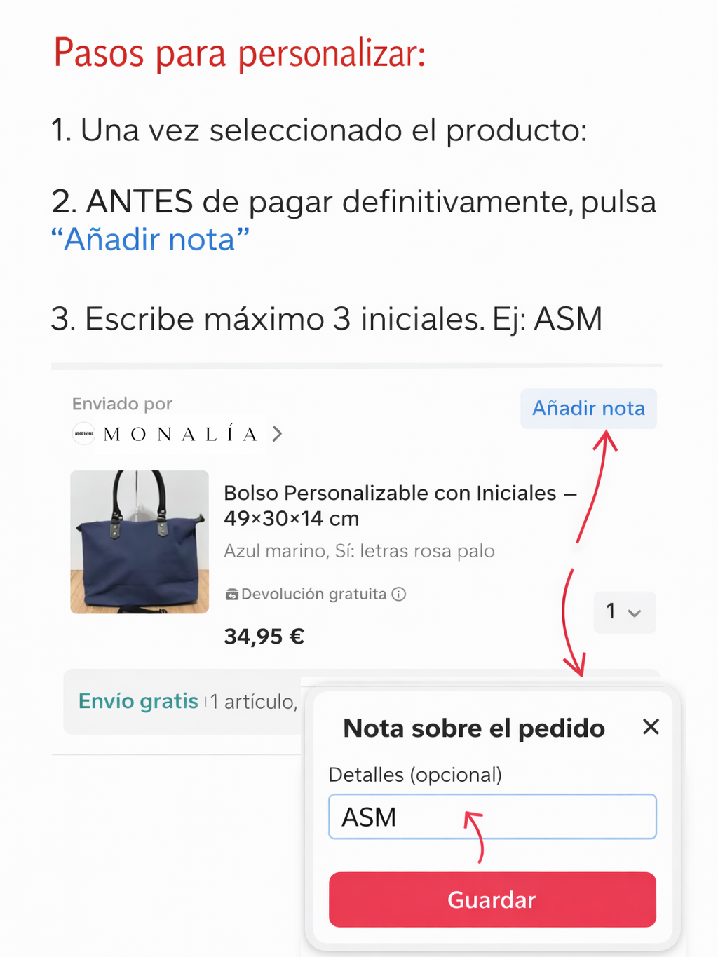 Bolso Personalizado con Iniciales – 49×30×14 cm | Loneta con Asas de Piel