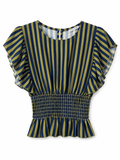 Blusa de Rayas Fruncido Bicolor o Falda midi de Rayas Mujer | Conjunto o por separado