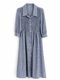 Vestido largo Cuadros vichy con Nido de abeja y Botones