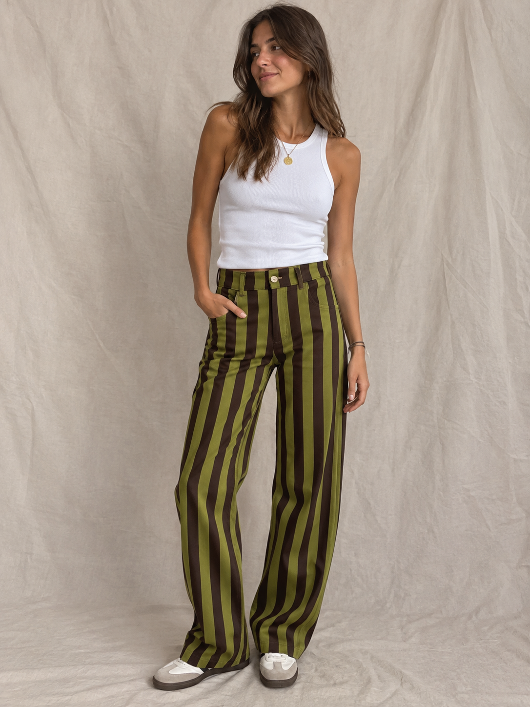 Pantalón de Rayas Bicolor Estructurado | Fabricado en Italia